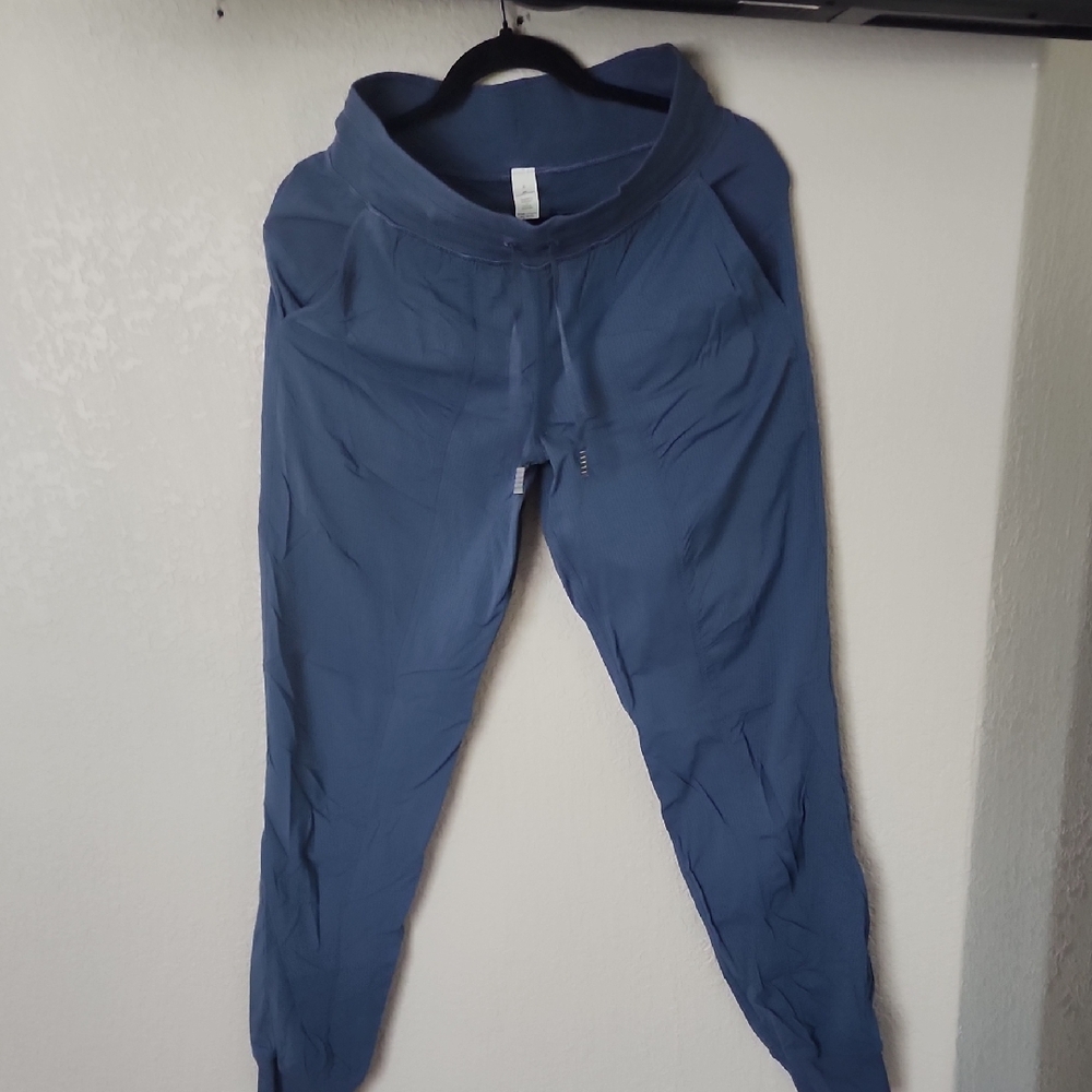 Blue Joggers with Elastic Waistband and Tapered Legs